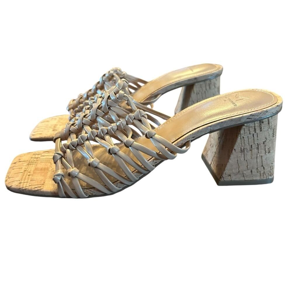 Marc Fisher Colica Braided Strap Slip On Strappy Block Heel Sandals NEW 8.5
